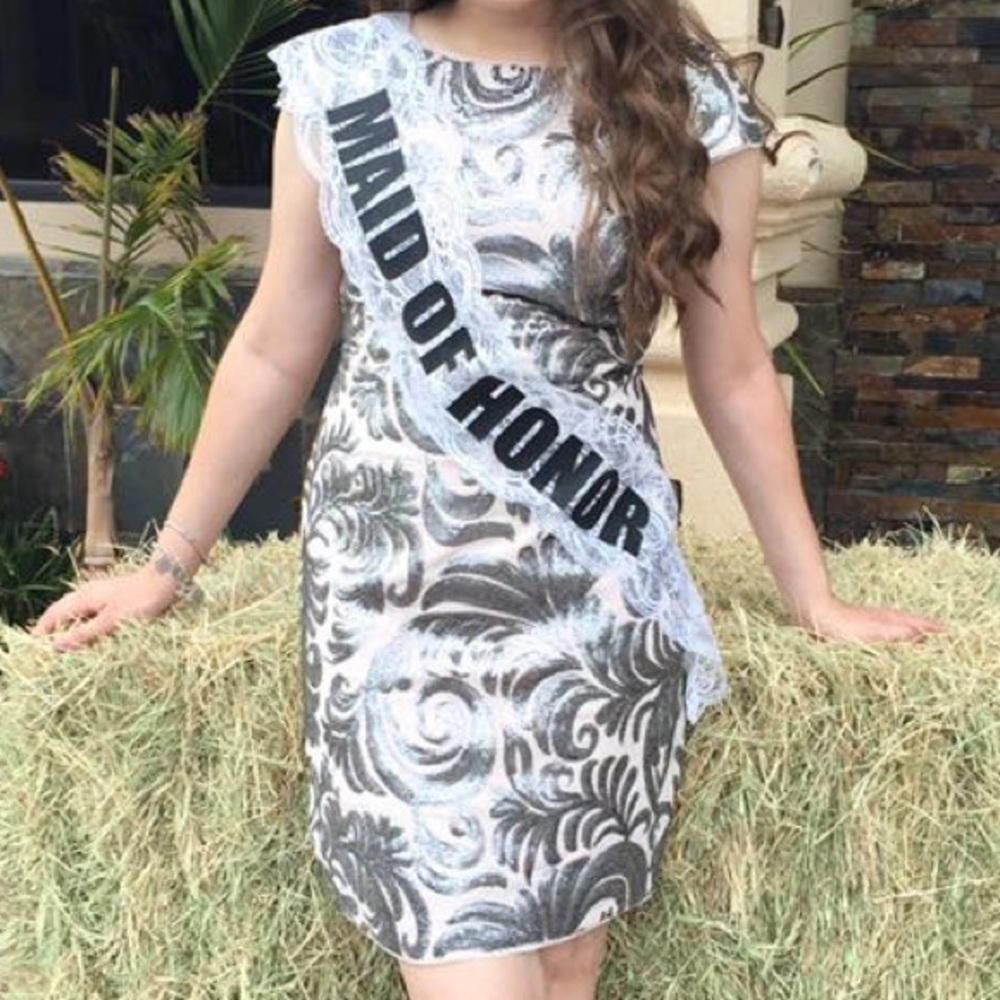 Adrianna Papell Beige & Silver Glitter Dress